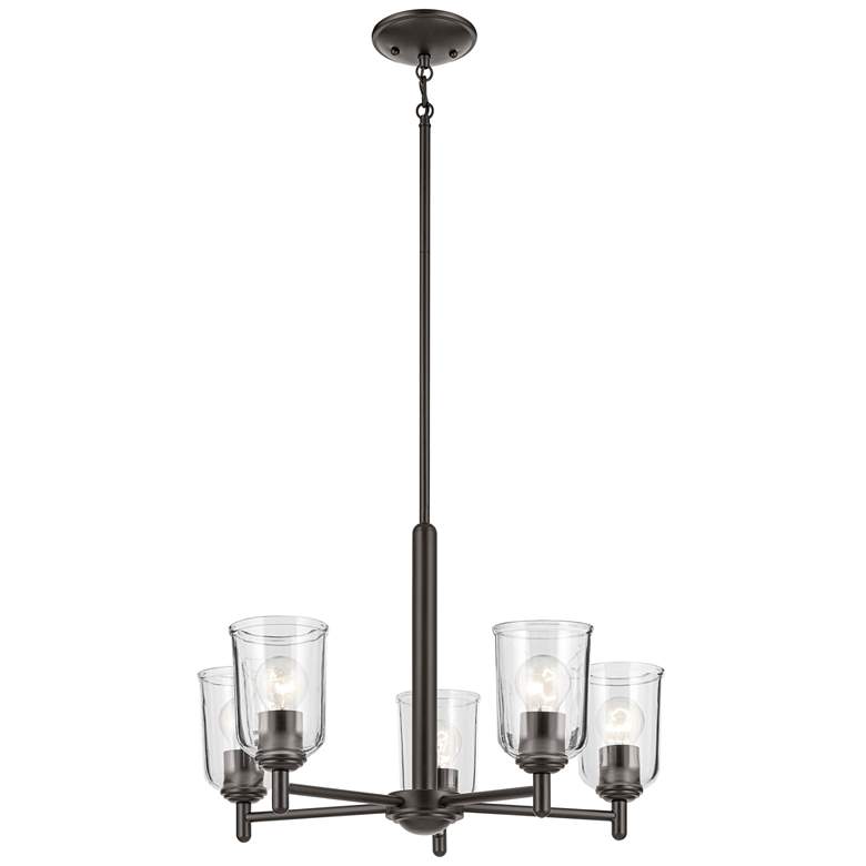 Image 1 Shailene Olde Bronze Round Clear Chandelier 5Lt