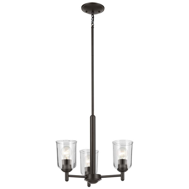 Image 1 Shailene Olde Bronze Round Clear Mini Chandelier 3Lt