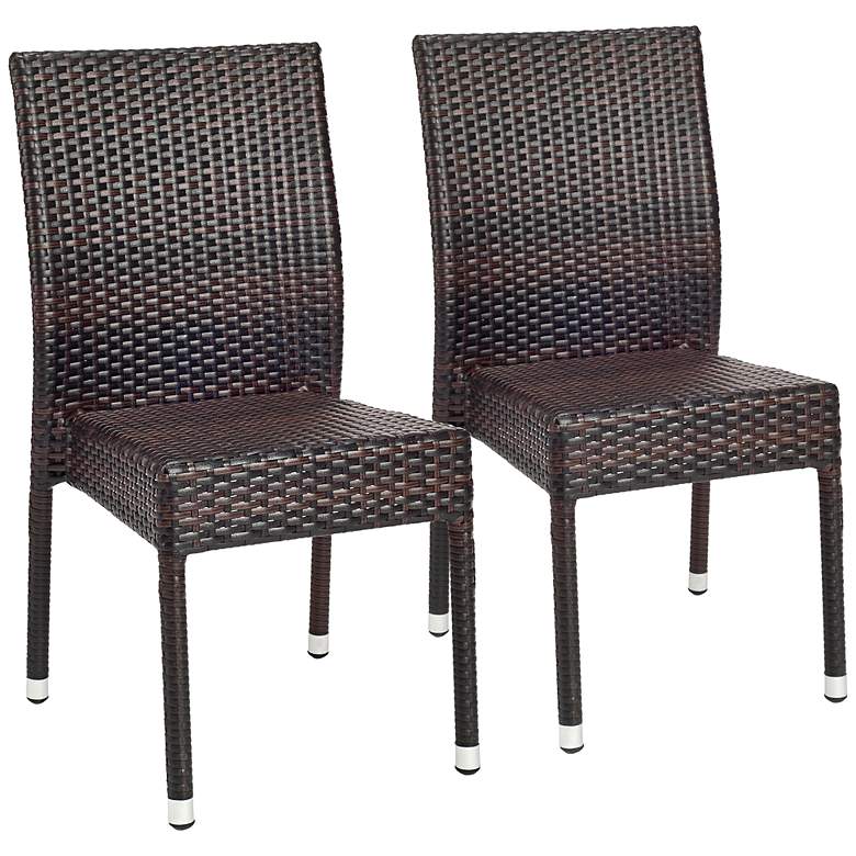 Image 1 Shaley Tiger Stripe Pattern Wicker Side Chairs Set of 2