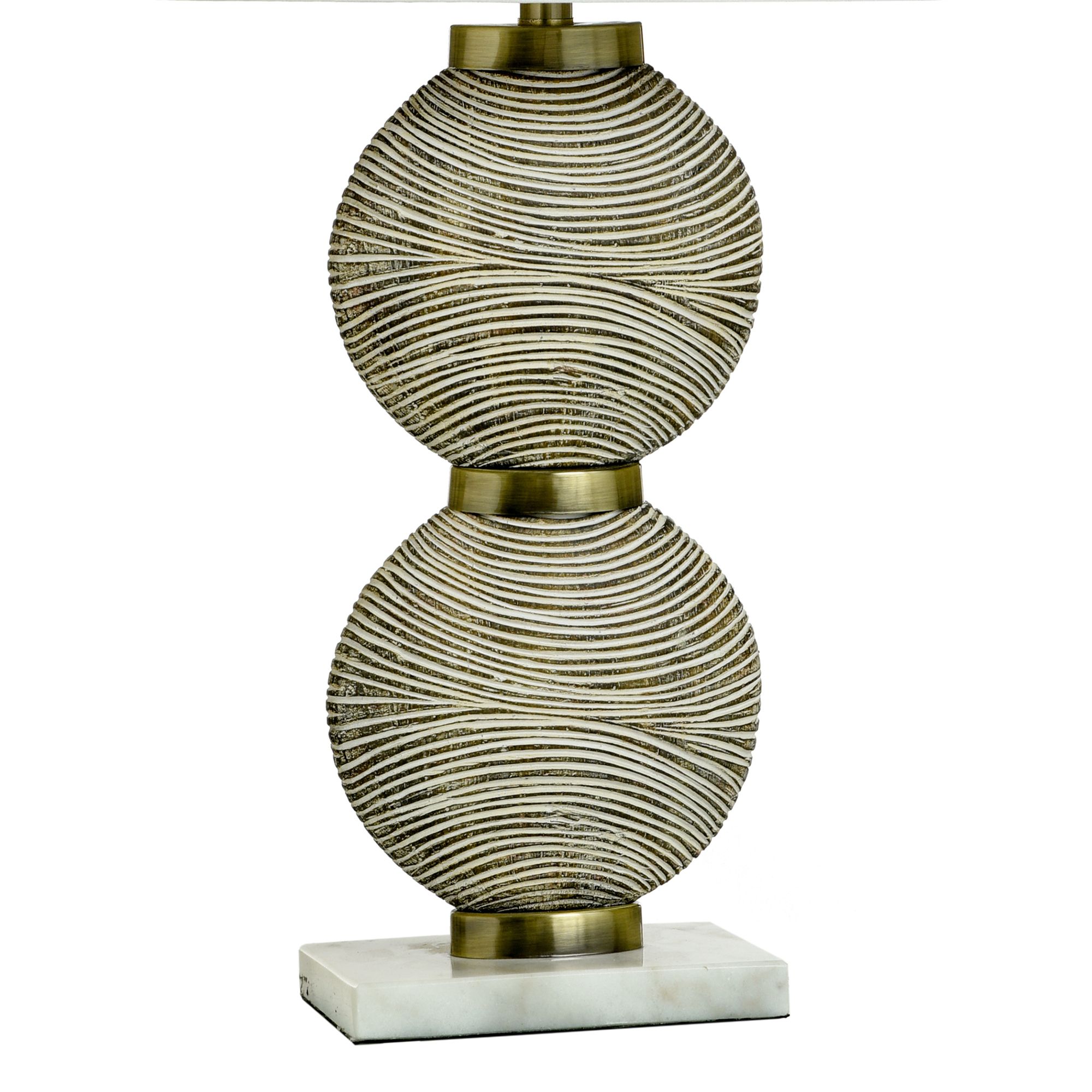 Image 4 Shallows 33" High Double Circle Cream Striped and Brass Table Lamp more views
