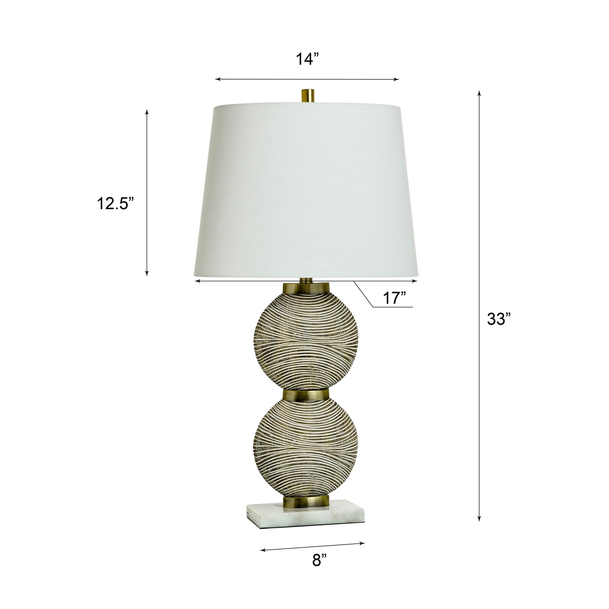Image 7 Shallows 33" High Double Circle Cream Striped and Brass Table Lamp more views