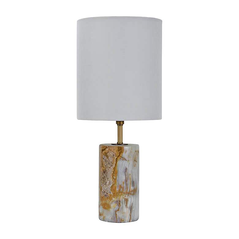 Image 1 Shalom Jade and Brass Cylinder 18 1/2 inchH Accent Table Lamp