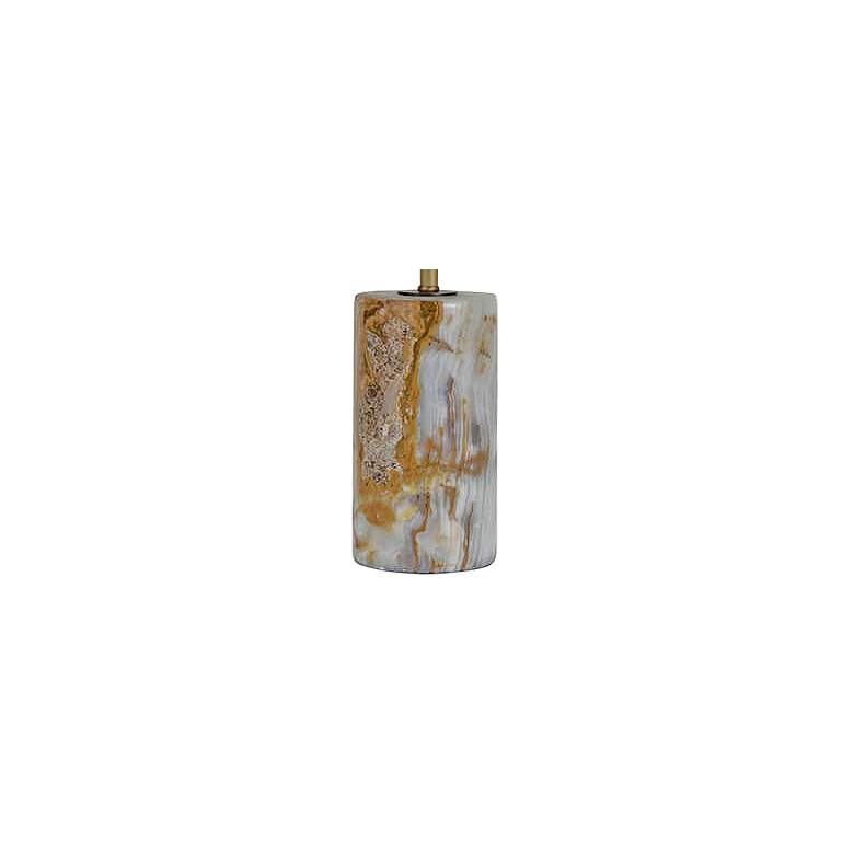 Image 3 Shalom Jade and Brass Cylinder 18 1/2 inchH Accent Table Lamp more views
