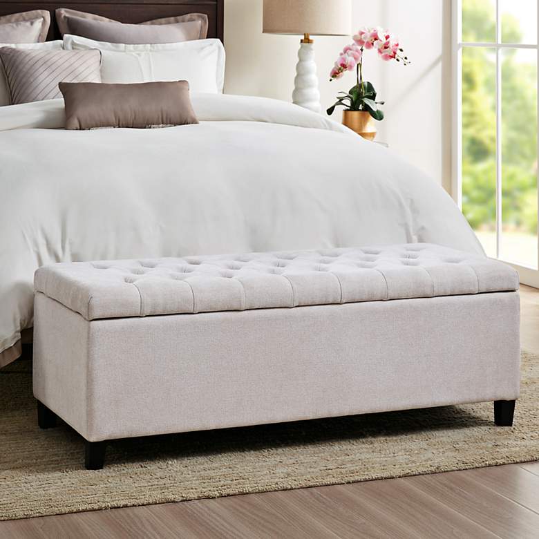 Image 1 Shandra II 49" Wide Natural Tufted Top Storage Bench