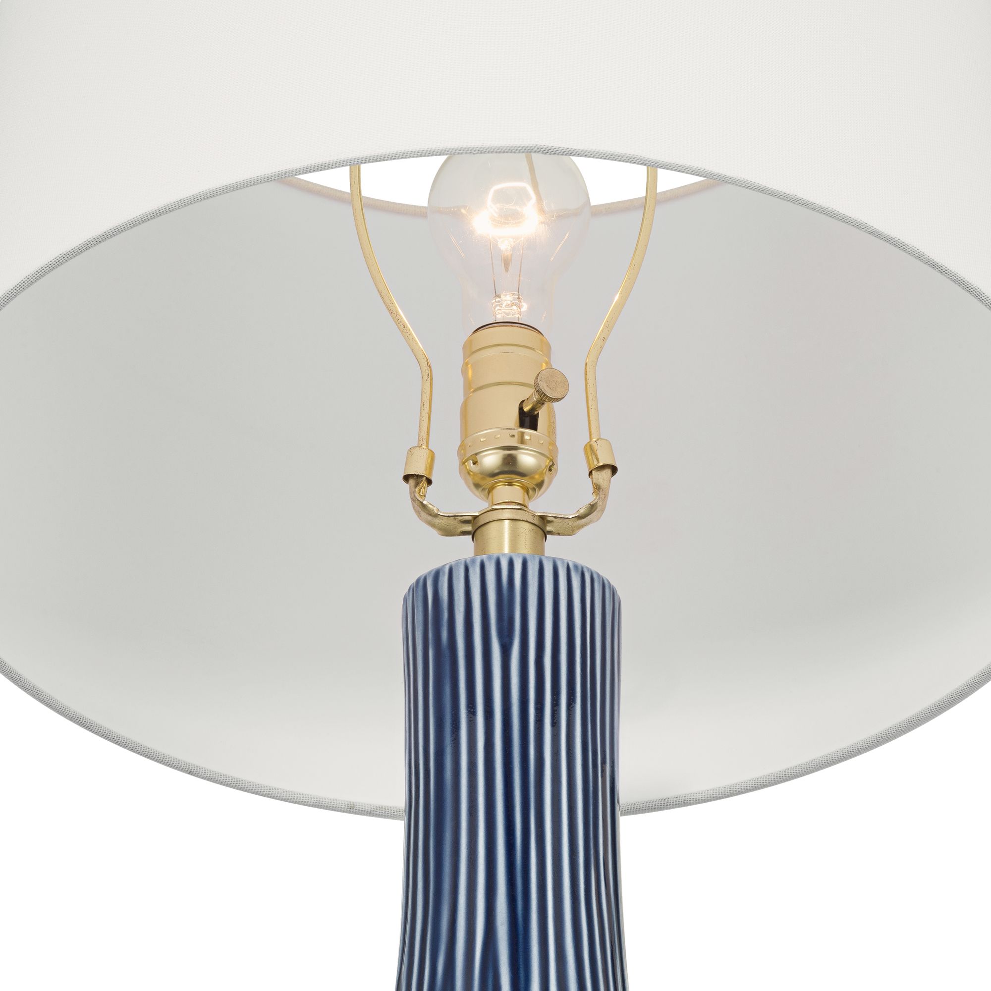 Image 4 Shannon 30 1/2" High Blue Stripe Ceramic Gourd Table Lamp more views