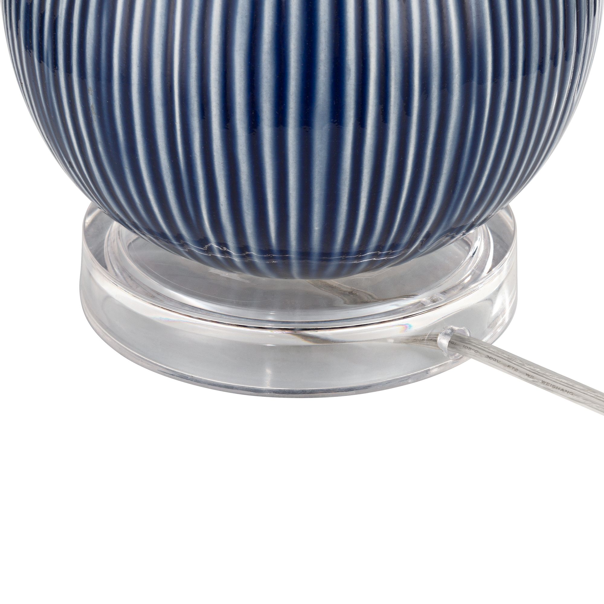 Watch A Video About the Shannon Blue Stripe Ceramic Gourd Table Lamp