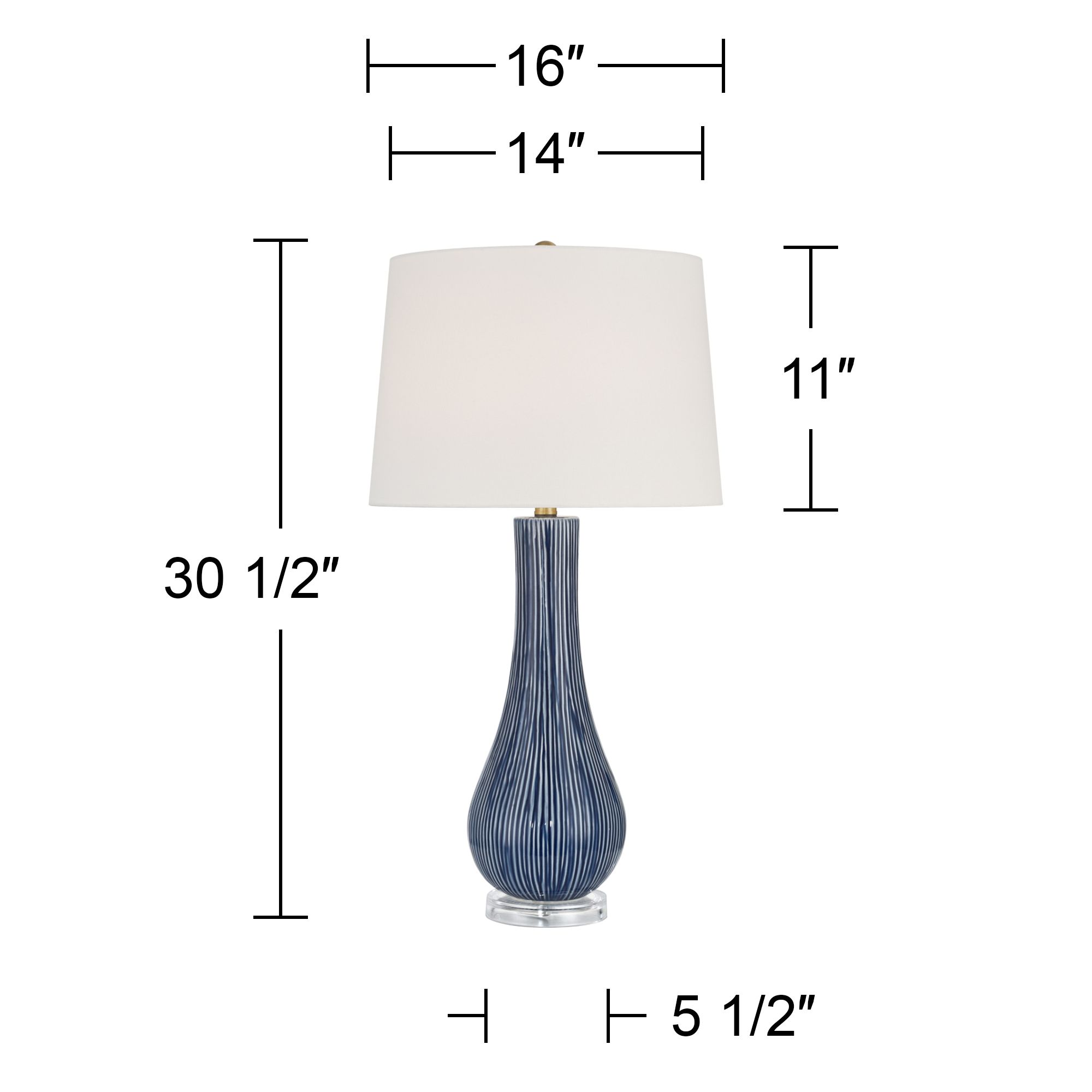 Shannon 30 1/2" High Blue Stripe Ceramic Gourd Table Lamp