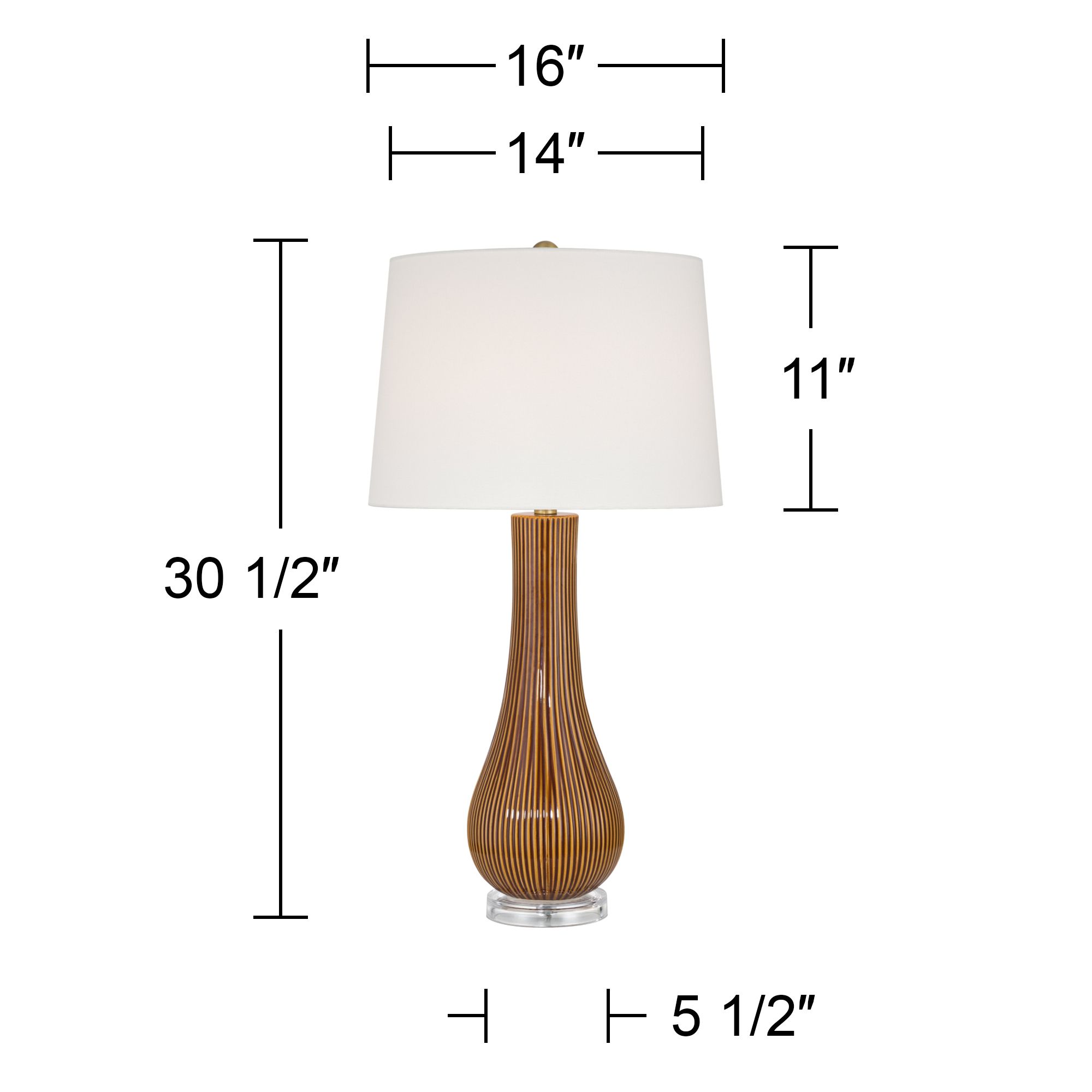 Shannon 30 1/2" High Brown Stripe Ceramic Gourd Table Lamp Set of 2