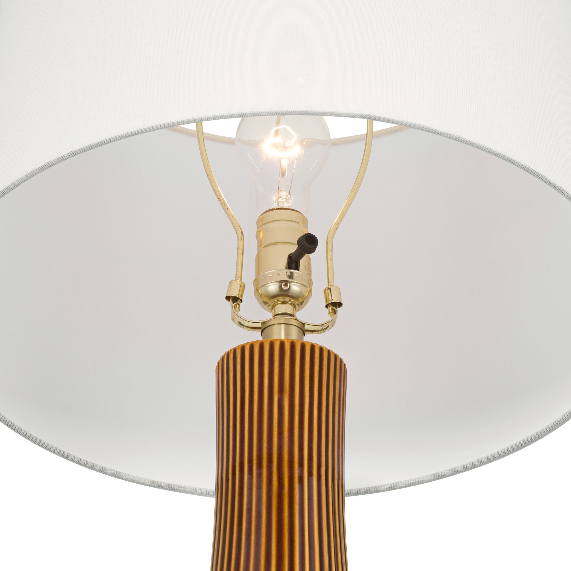 Image 4 Shannon 30 1/2" High Brown Stripe Ceramic Gourd Table Lamp with Dimmer more views