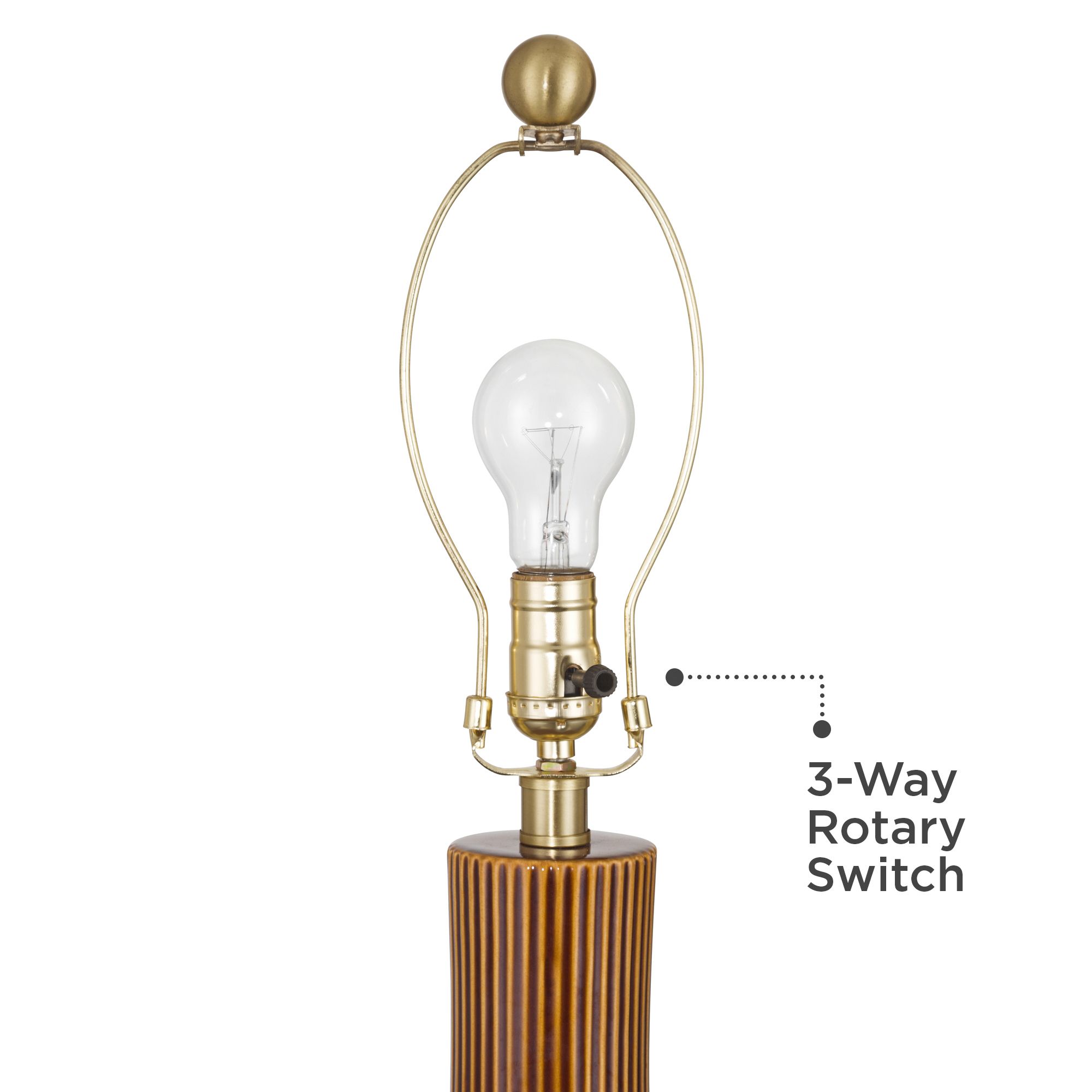 Image 5 Shannon 30 1/2" High Brown Stripe Ceramic Gourd Table Lamp with Dimmer more views