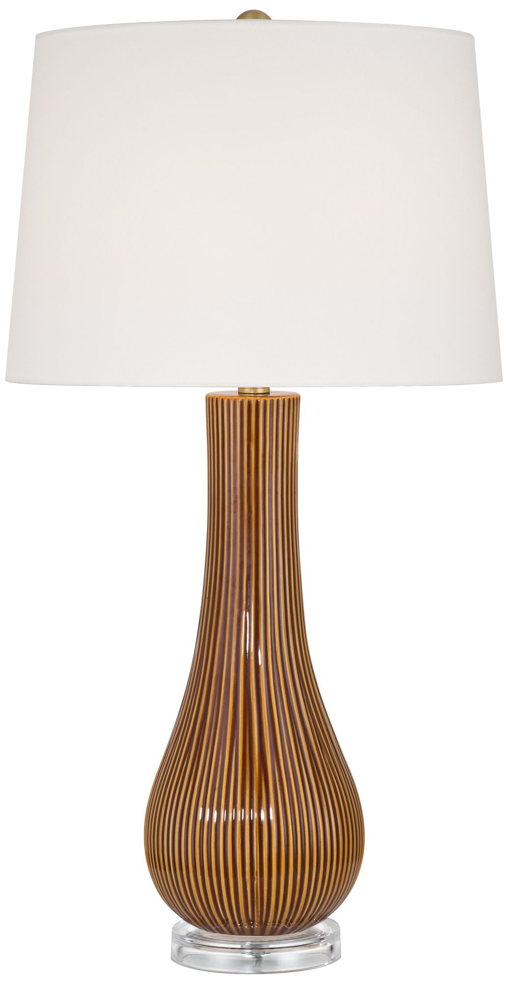 Image 2 Shannon 30 1/2" High Brown Stripe Ceramic Gourd Table Lamp