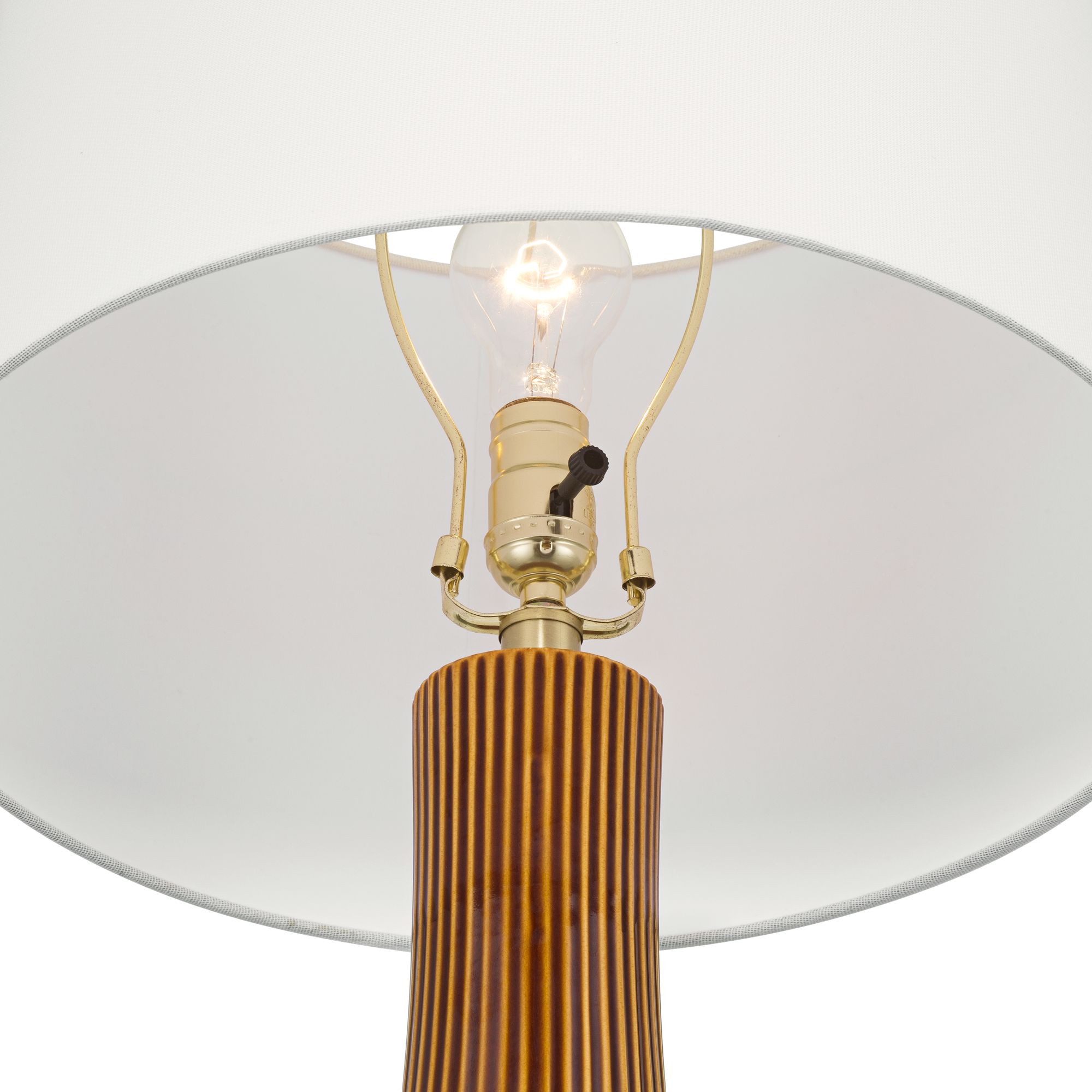 Image 4 Shannon 30 1/2" High Brown Stripe Ceramic Gourd Table Lamp more views