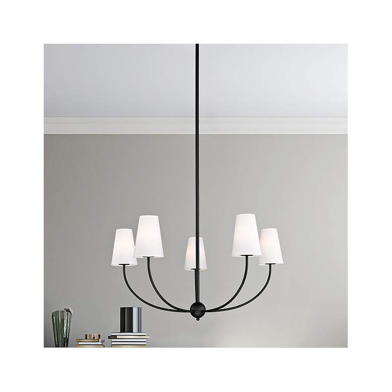 Image 2 Shannon 32" Wide Matte Black 5-Light Chandelier