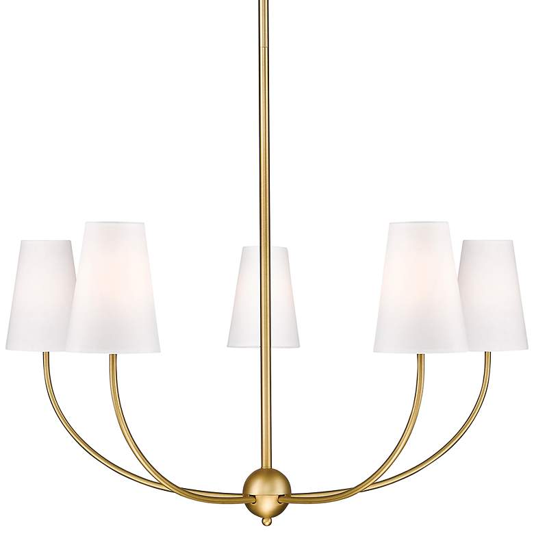 Image 3 Shannon 32" Wide Rubbed Brass 5-Light Chandelier