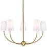 3_Shannon 32" Wide Rubbed Brass 5-Light Chandelier
