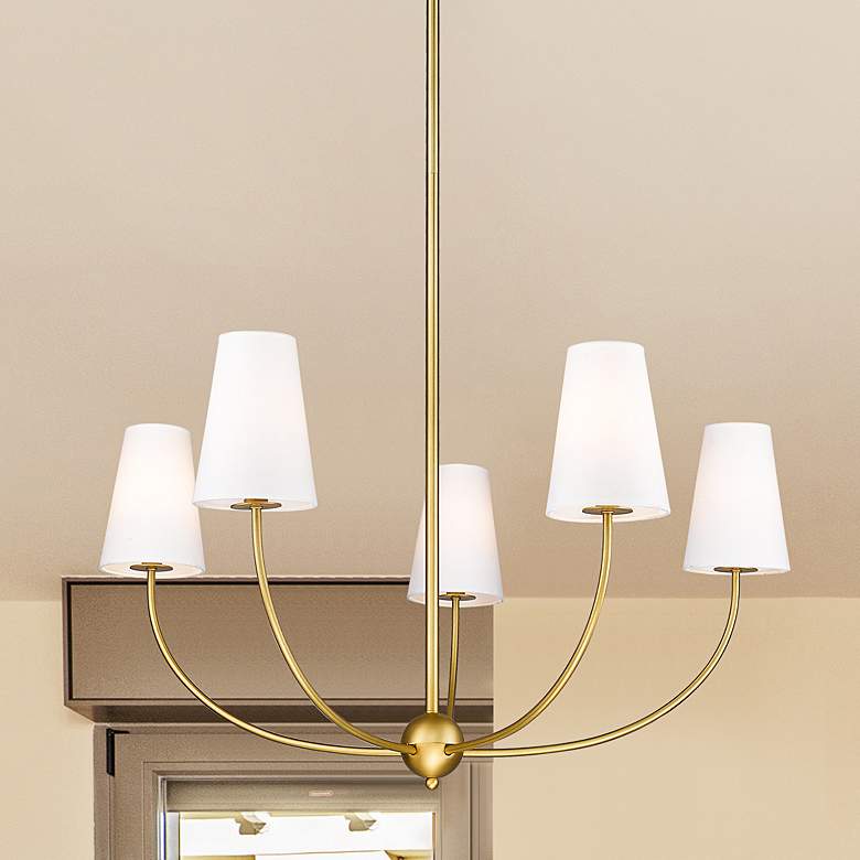 Image 2 Shannon 32" Wide Rubbed Brass 5-Light Chandelier