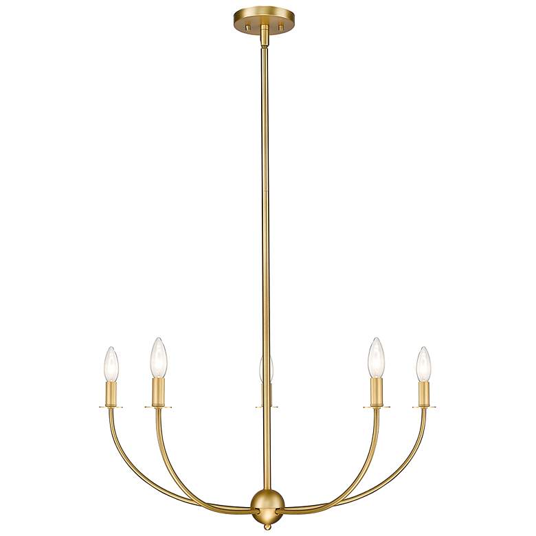 Image 6 Shannon 32" Wide Rubbed Brass 5-Light Chandelier more views