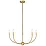 6_Shannon 32" Wide Rubbed Brass 5-Light Chandelier more views