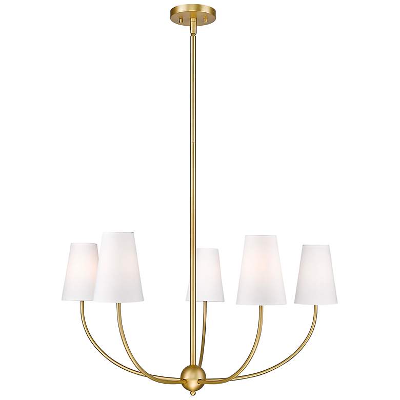Image 7 Shannon 32" Wide Rubbed Brass 5-Light Chandelier more views