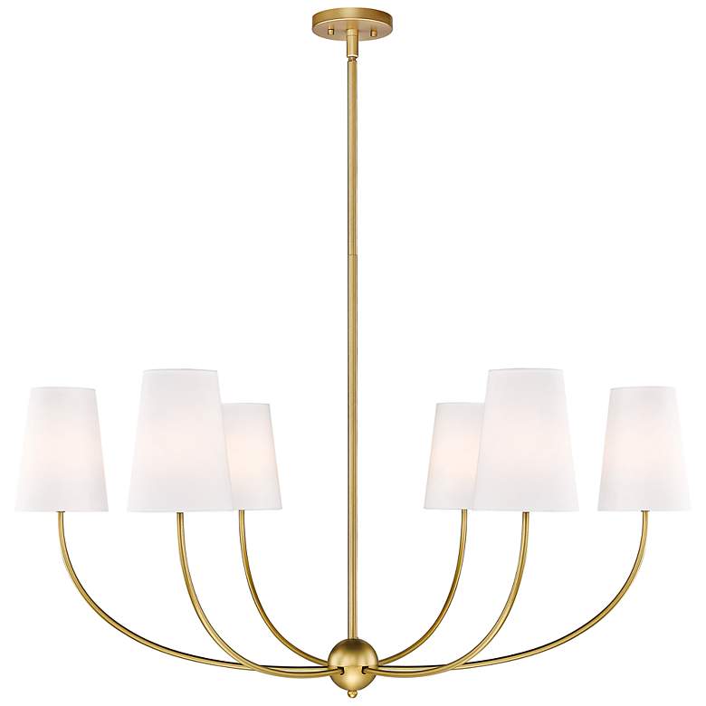 Image 2 Shannon 42" Wide Rubbed Brass 6-Light Chandelier