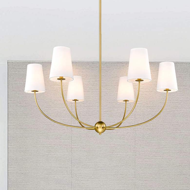 Image 1 Shannon 42" Wide Rubbed Brass 6-Light Chandelier