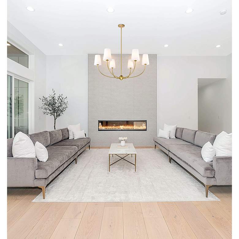 Image 3 Shannon 42" Wide Rubbed Brass 6-Light Chandelier more views