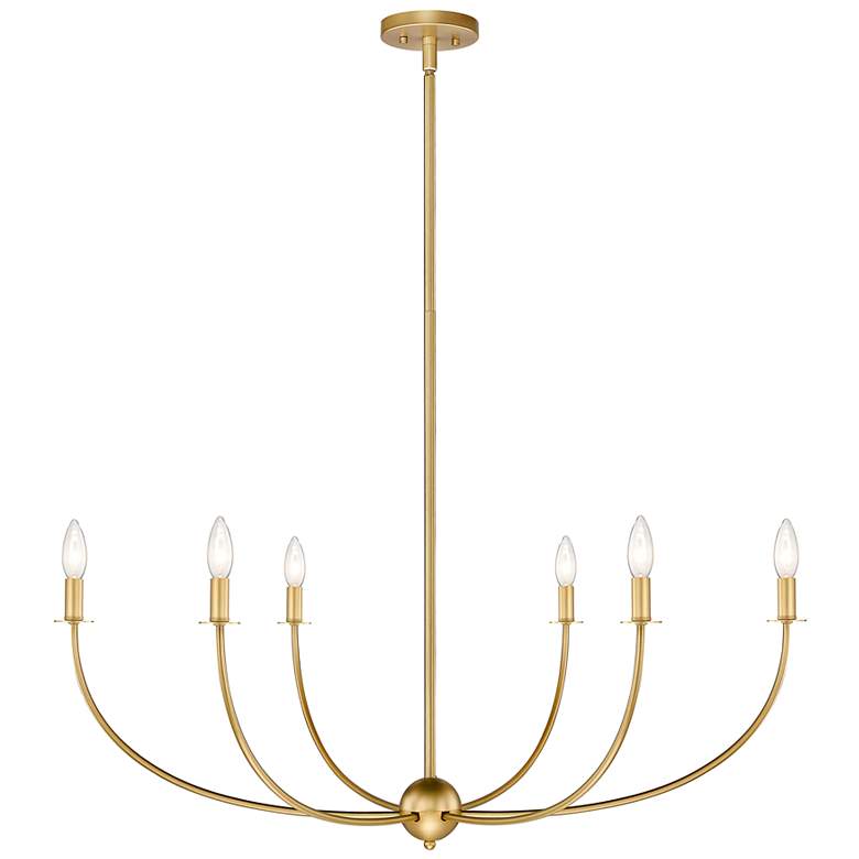 Image 5 Shannon 42" Wide Rubbed Brass 6-Light Chandelier more views