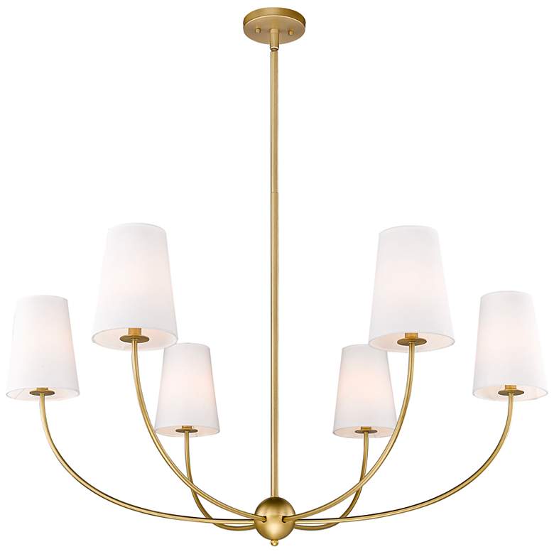 Image 6 Shannon 42" Wide Rubbed Brass 6-Light Chandelier more views