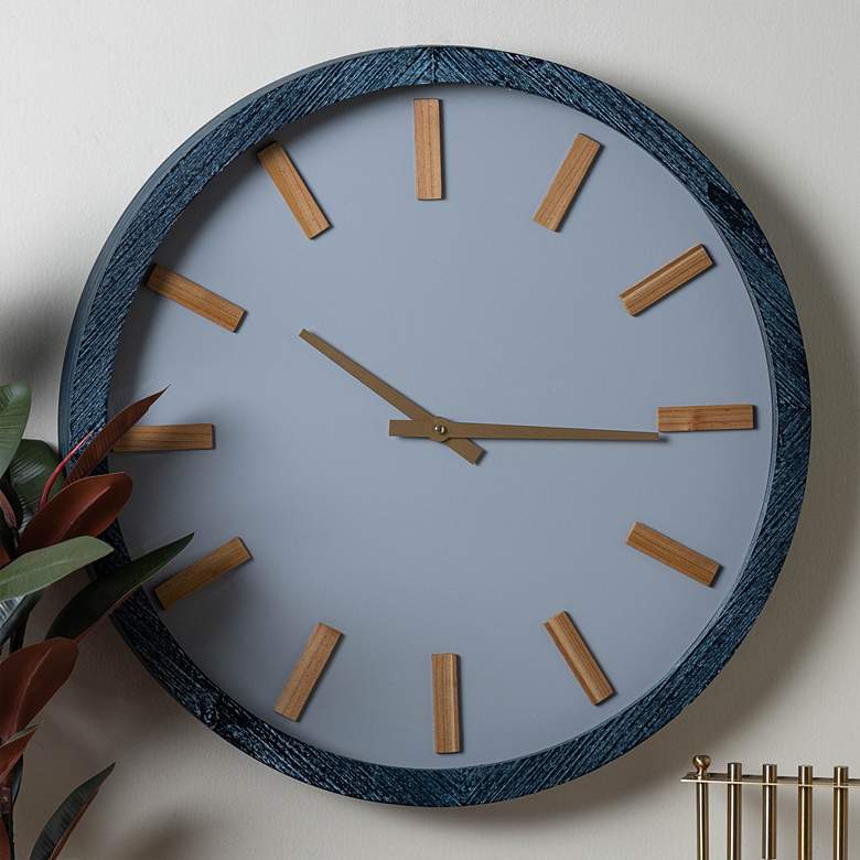 Image 1 Shannon Matte Aged Gray 23 1/2" Round Wall Clock
