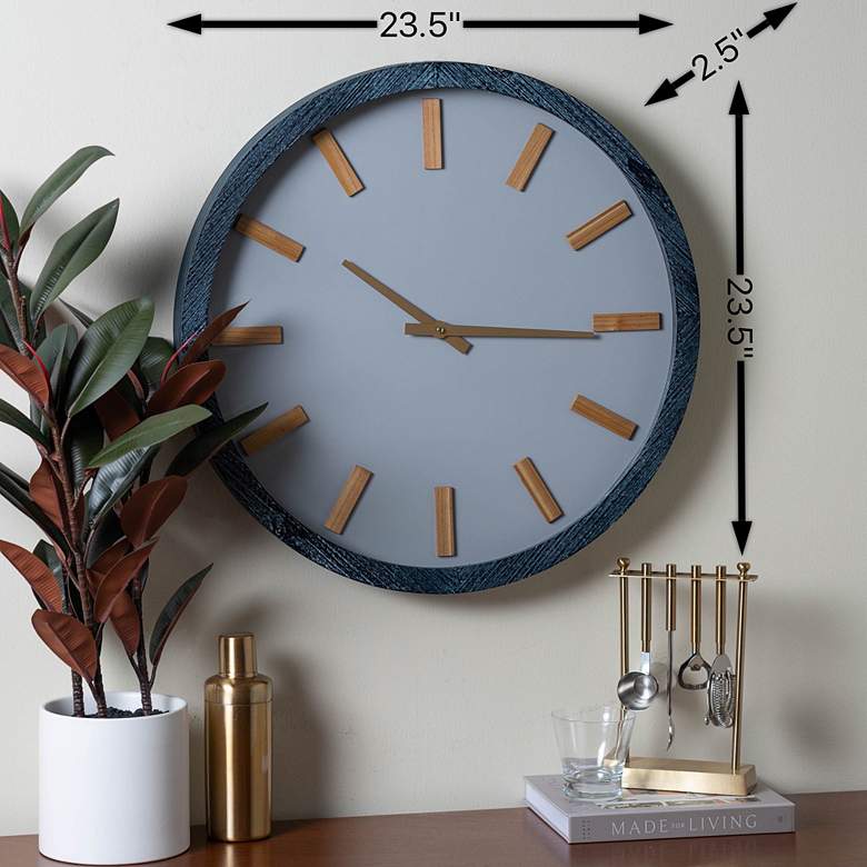 Image 6 Shannon Matte Aged Gray 23 1/2" Round Wall Clock more views