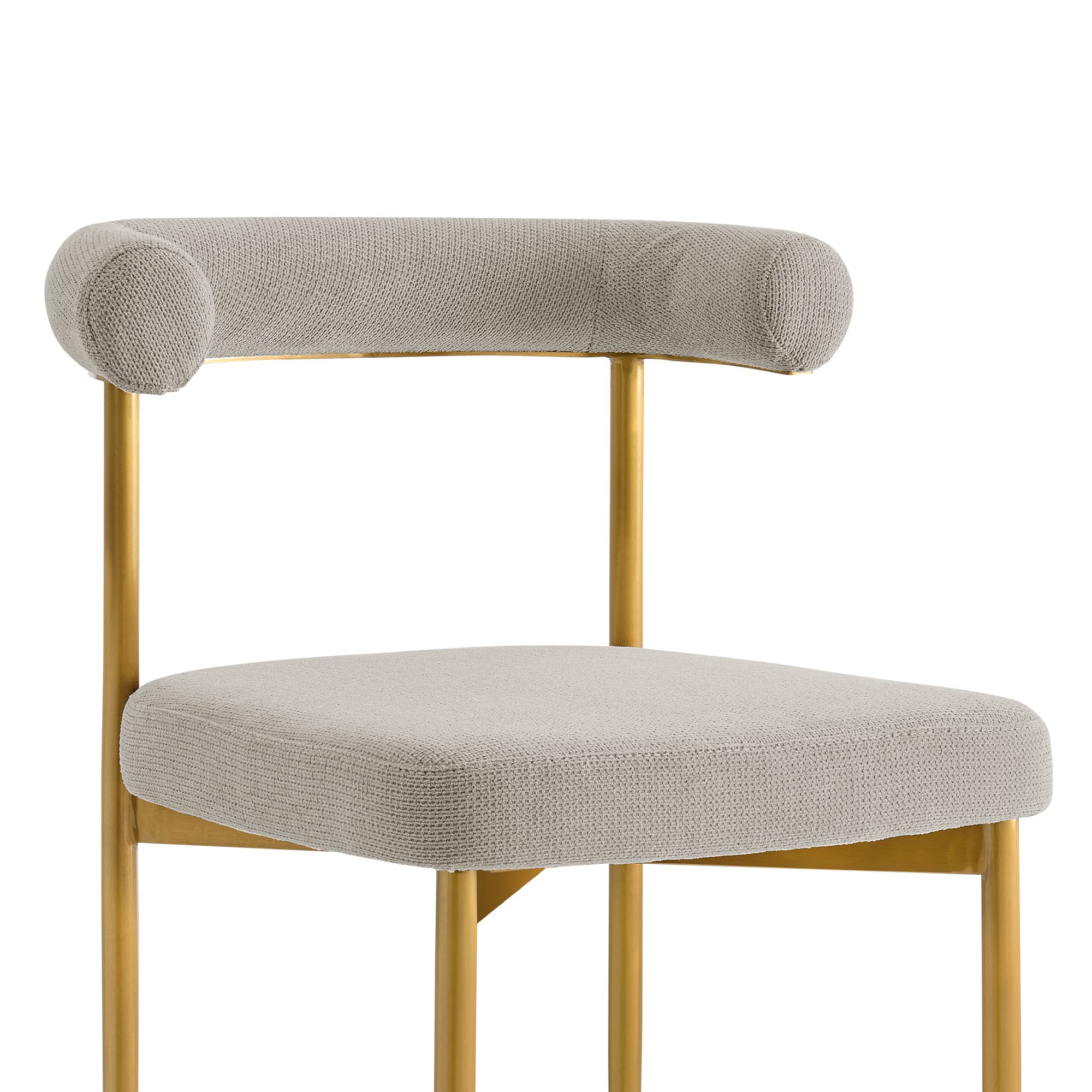 Image 6 Shannon Set of 2 Dining Chair in Gold Brushed Stainless Steel, Taupe Fabric more views