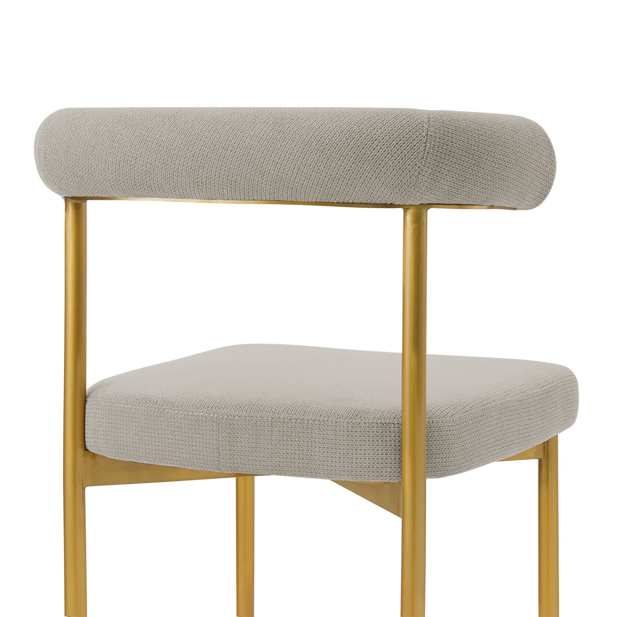 Image 7 Shannon Set of 2 Dining Chair in Gold Brushed Stainless Steel, Taupe Fabric more views