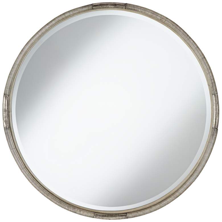 Image 1 Shara Tribal Coil Antique Silver 34 inch Round Wall Mirror