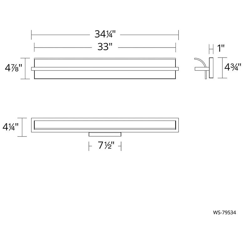 Image 3 Shard 4.88"H x 34.25"W 1-Light Bath Vanity & Wall Light in Black more views