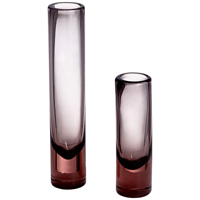 Image 1 Shari Pink and Gray Glass Vases Set of 2