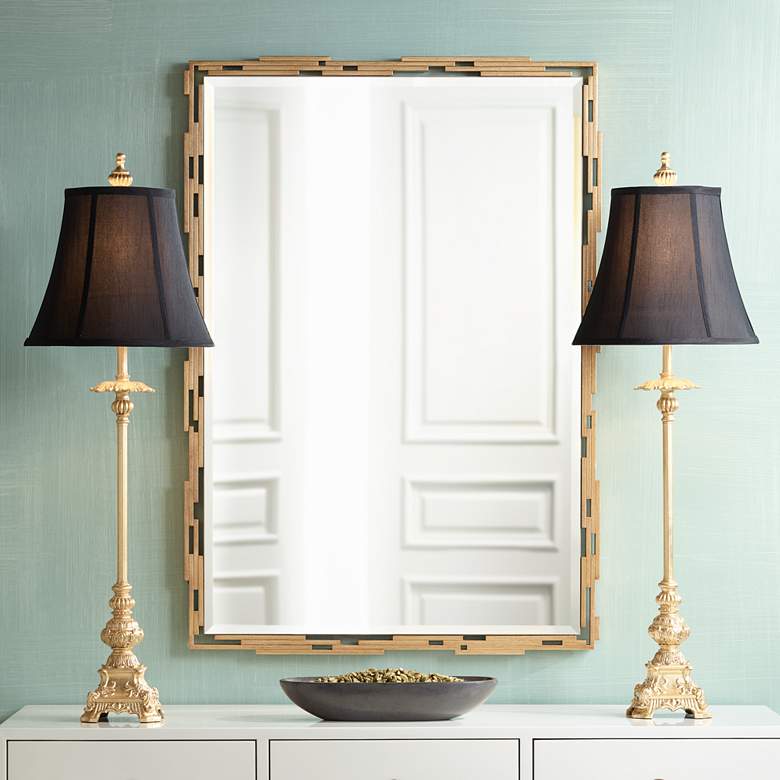 Image 1 Sharice Gold Leaf Iron-Slat 28 1/4 inch x 40 1/4 inch Wall Mirror