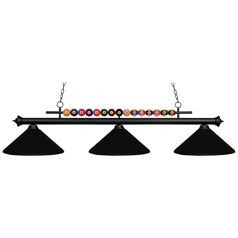 Image 1 Shark 60" Wide Matte Black 3-Light Billiard Pendant
