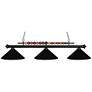 Shark 60" Wide Matte Black 3-Light Billiard Pendant