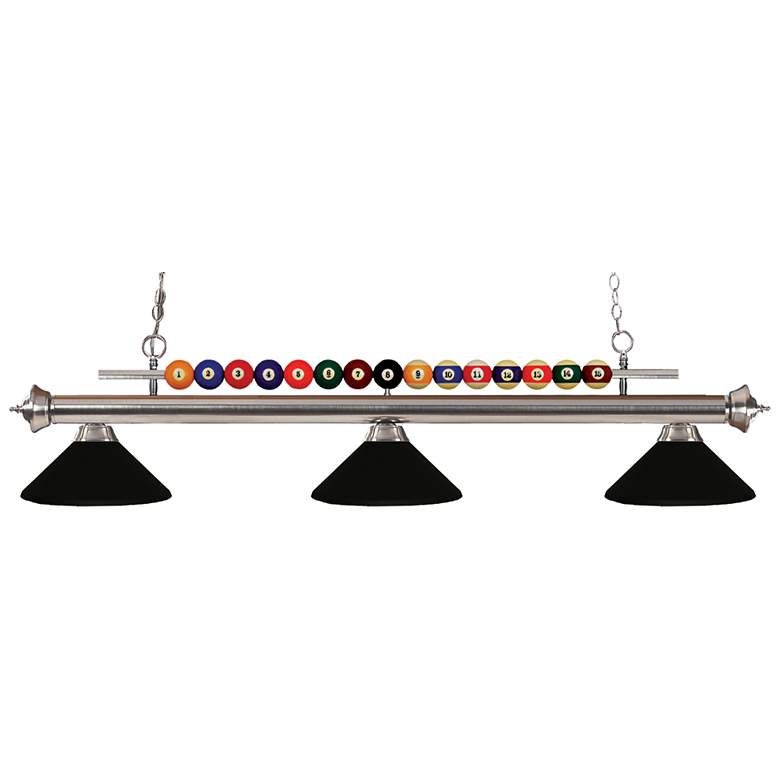 Image 1 Shark by Z-Lite Brushed Nickel 3 Light Billiard Light