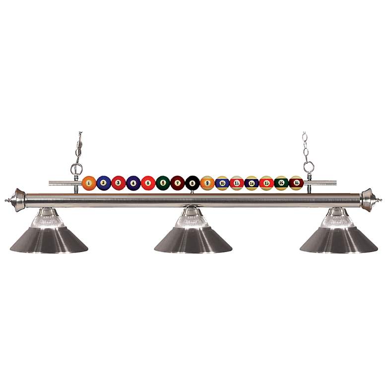 Image 1 Shark by Z-Lite Brushed Nickel 3 Light Billiard Light