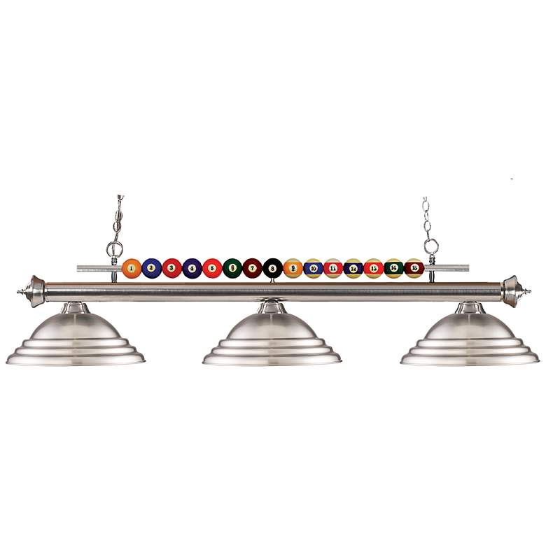 Image 1 Shark by Z-Lite Brushed Nickel 3 Light Billiard Light