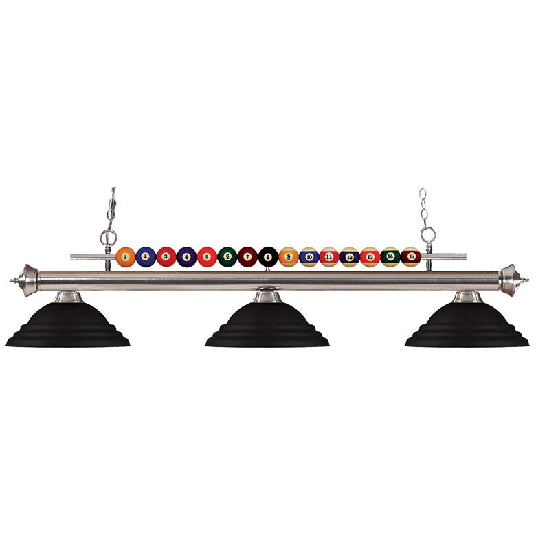 Image 1 Shark by Z-Lite Brushed Nickel 3 Light Billiard Light