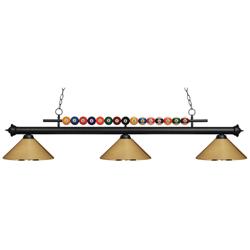 Shark by Z-Lite Matte Black 3 Light Billiard Light