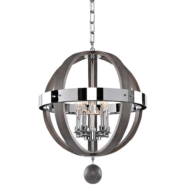 Image 2 Sharlow Charcoal and Silverleaf Glass 19"W 5-Light Pendant