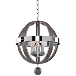 Sharlow Charcoal and Silverleaf Glass 19&quot;W 5-Light Pendant