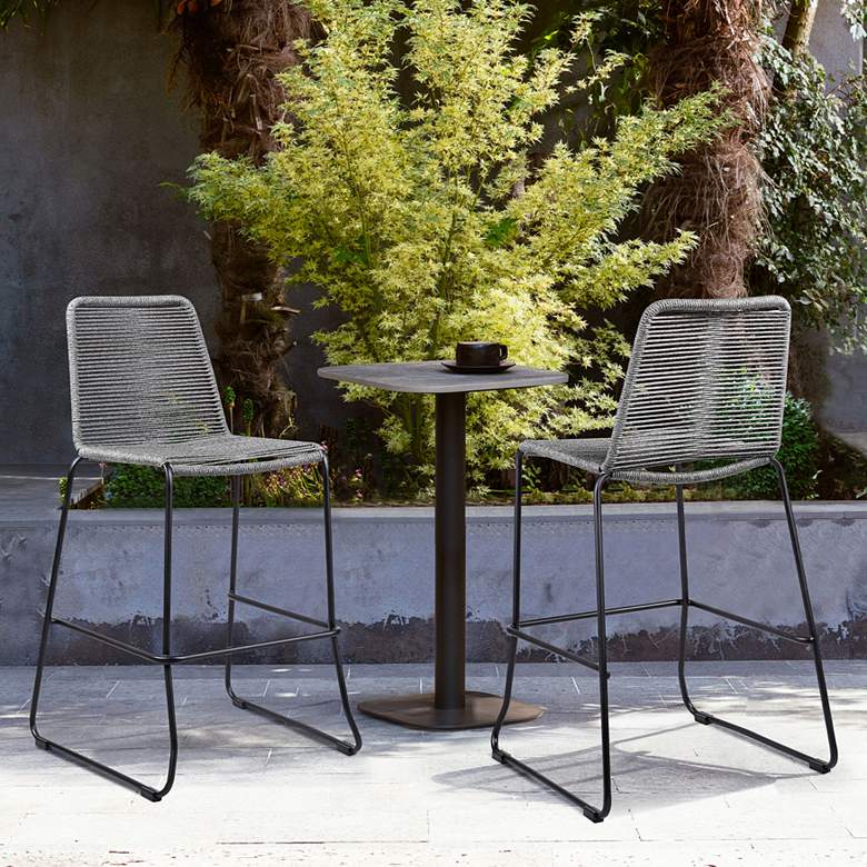 Image 1 Shasta 27" Black and Gray Outdoor Counter Stools Set of 2