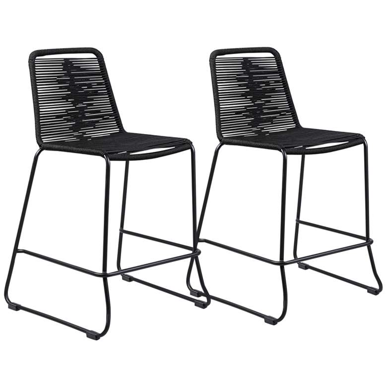 Image 2 Shasta 27 inch Black Outdoor Counter Stools Set of 2