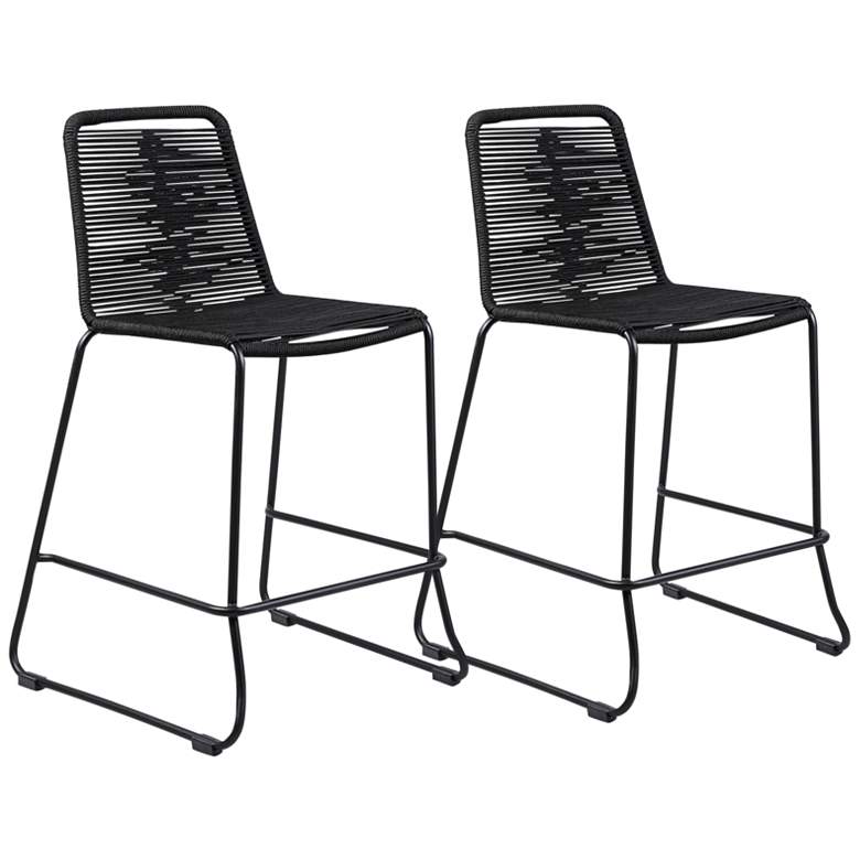 Image 2 Shasta 27" Black Outdoor Counter Stools Set of 2