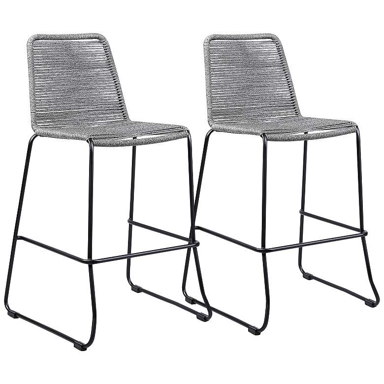 Image 2 Shasta 30 inch Black and Gray Outdoor Bar Stools Set of 2