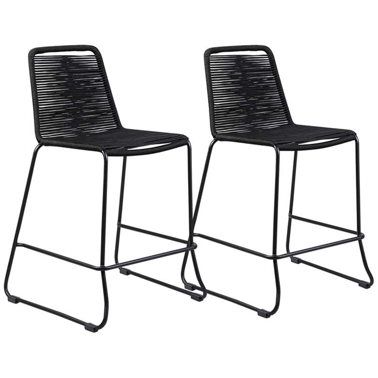 Image 2 Shasta 30" Black Outdoor Bar Stools Set of 2